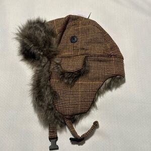 Fleece Trapper Hat Mens Brown Plaid American Eagle